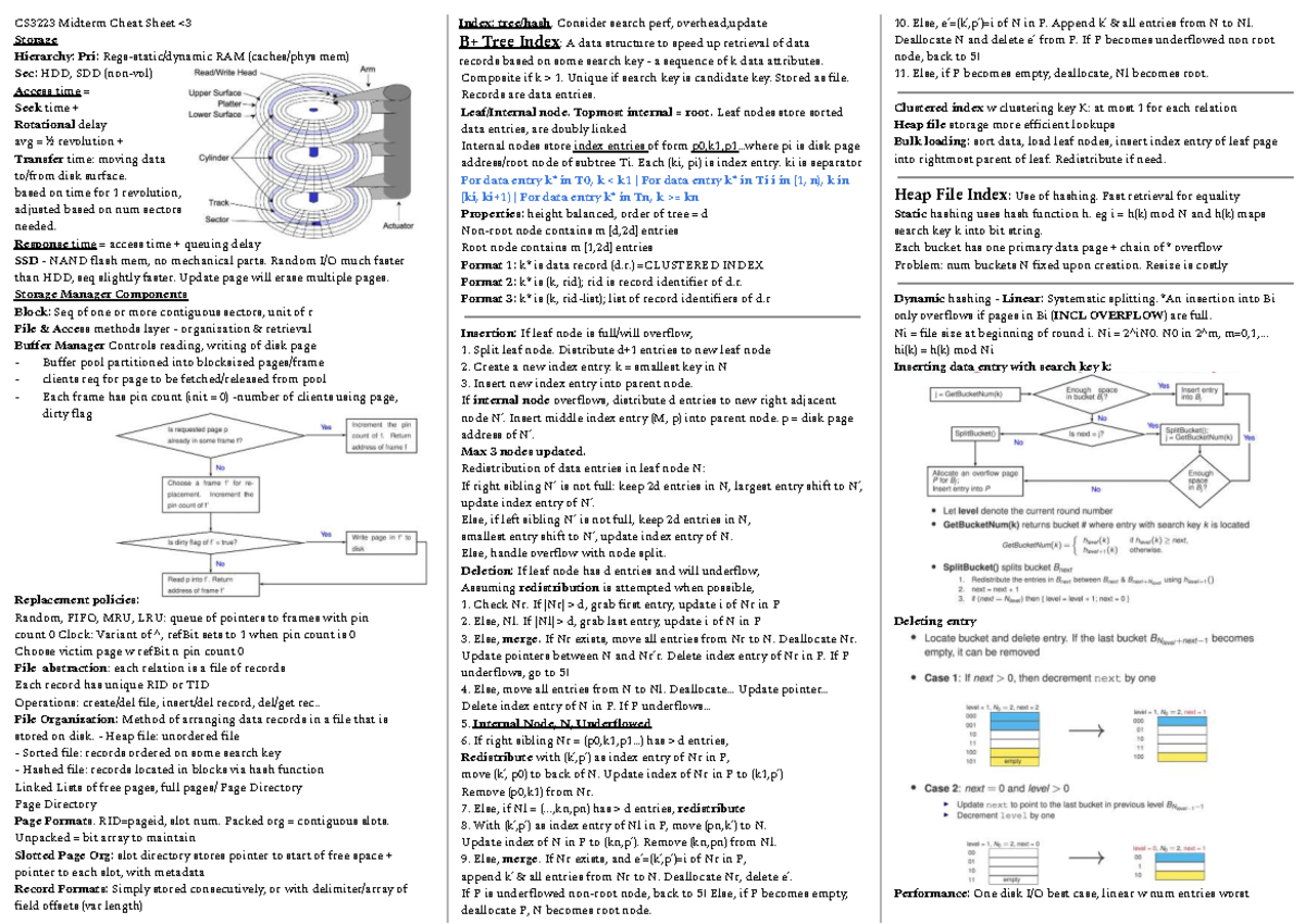 CS3223 Midterm Cheat Sheet: Storage Hierarchy & File Management - Studocu