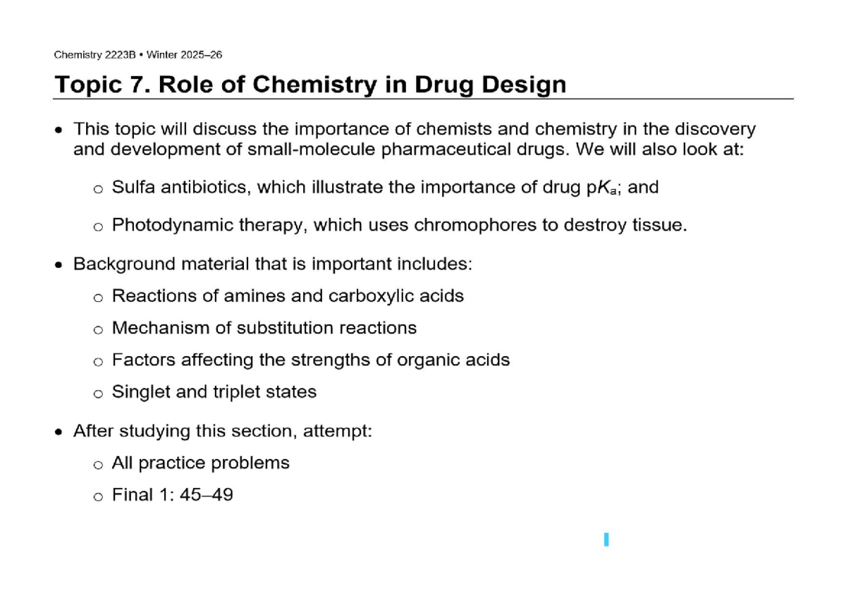 Chemistry 101: Role of Chemistry in Drug Design and Development - Studocu