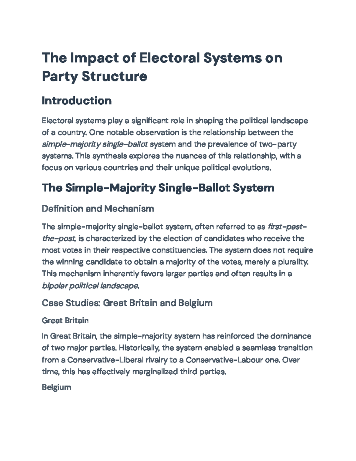 The Impact of Electoral Systems on Party Structure: A Comparative ...