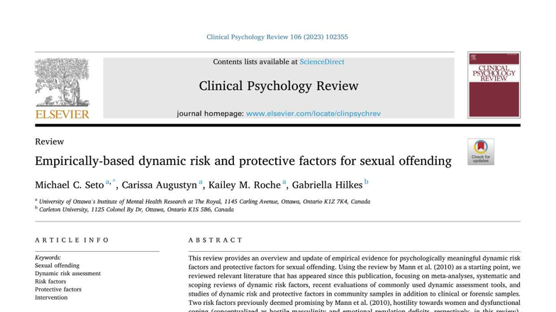 Dynamic Risk and Protective Factors for Sexual Offending (PSY 106 ...