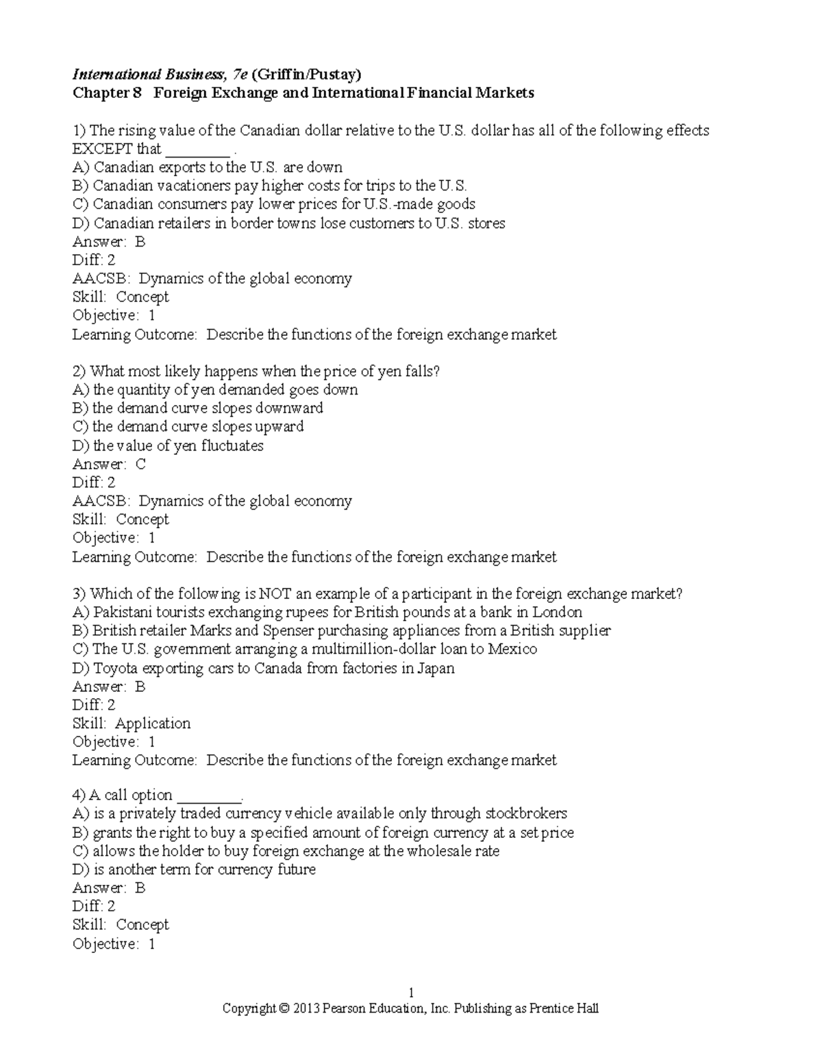 IB 301 Final Exam Study Guide: Foreign Exchange & Financial Markets ...