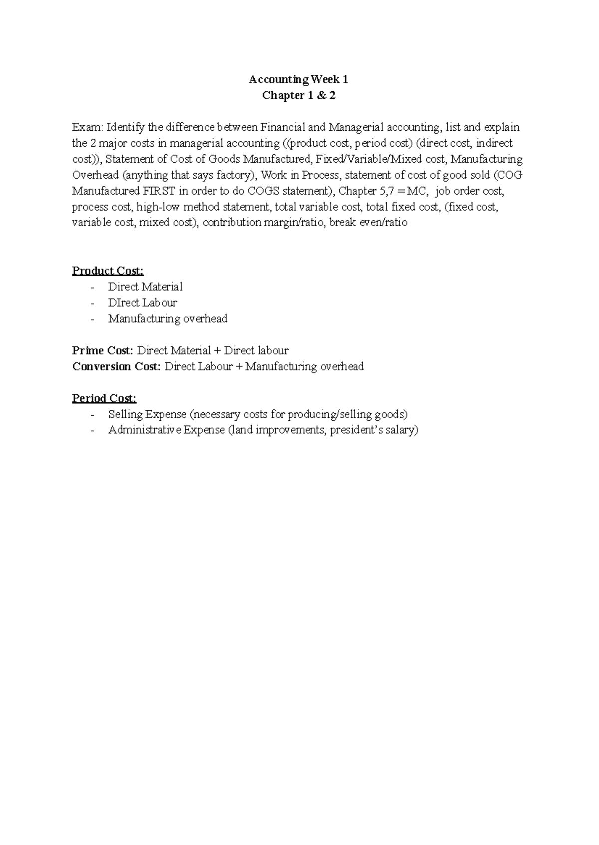 Accounting Week 1 Exam: Key Concepts in Financial & Managerial ...