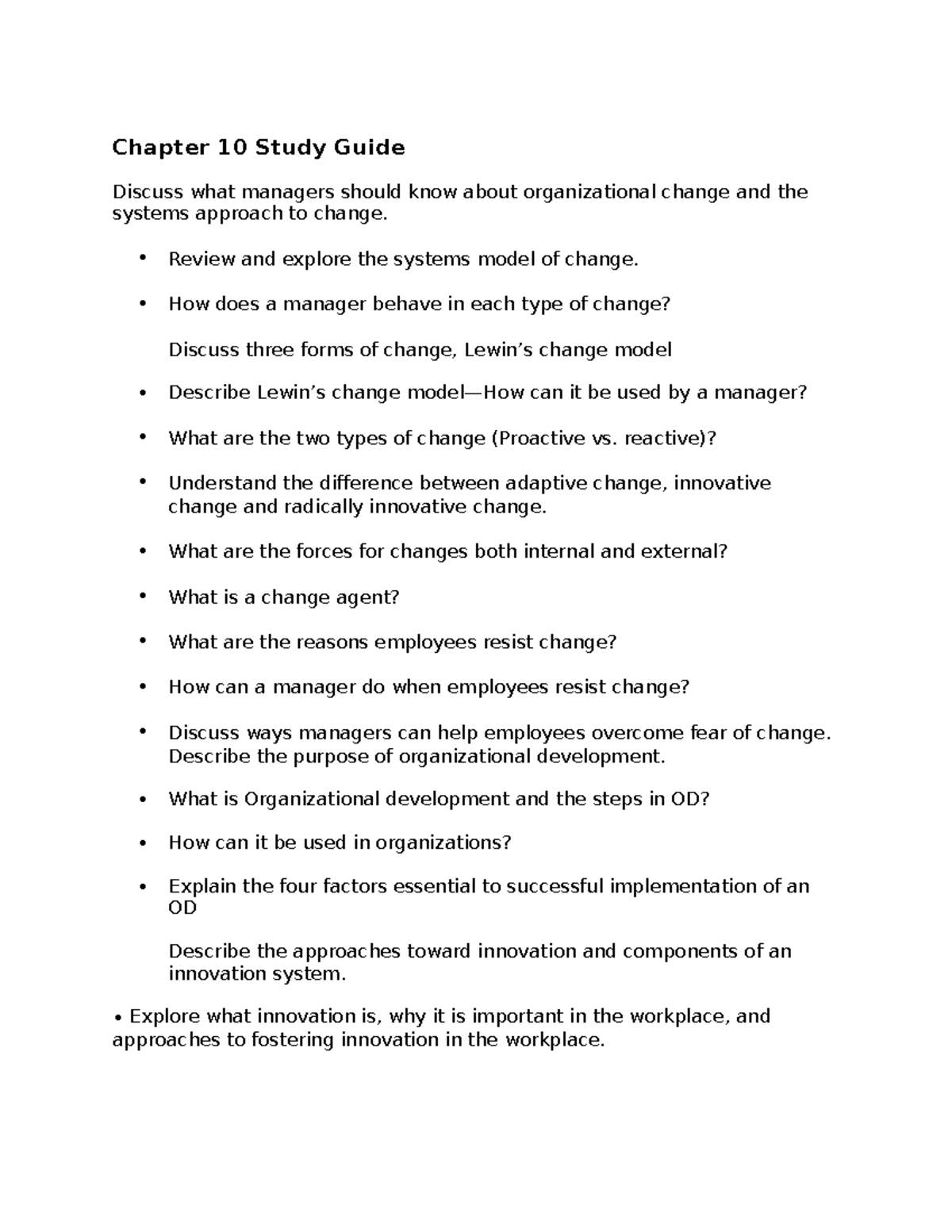 Chapter 10 Study Guide MGMT - Chapter 10 Study Guide Discuss what ...