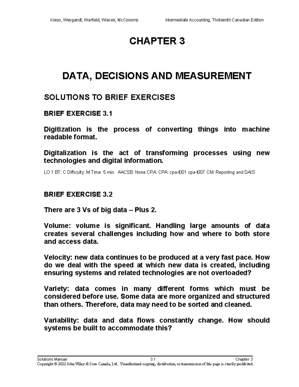 Intermediate Accounting (Kieso et al.) CH 3 Solutions to Brief ...
