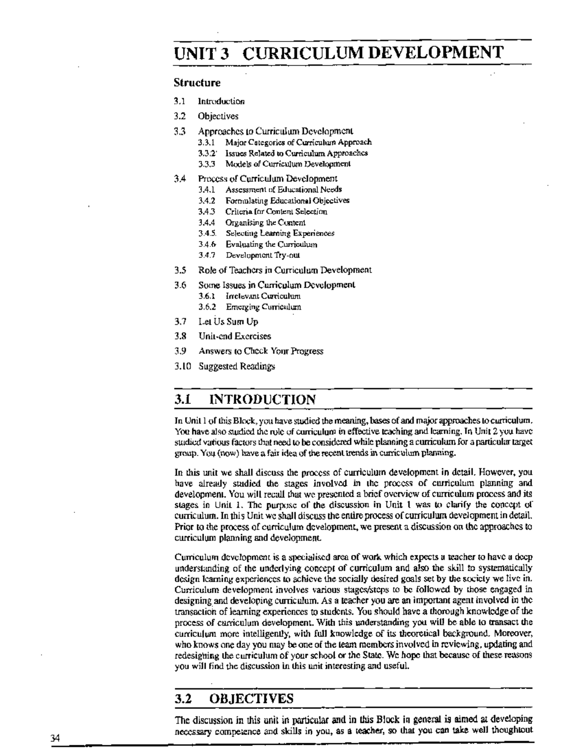 Unit 3: Comprehensive Overview of Curriculum Development - Studocu
