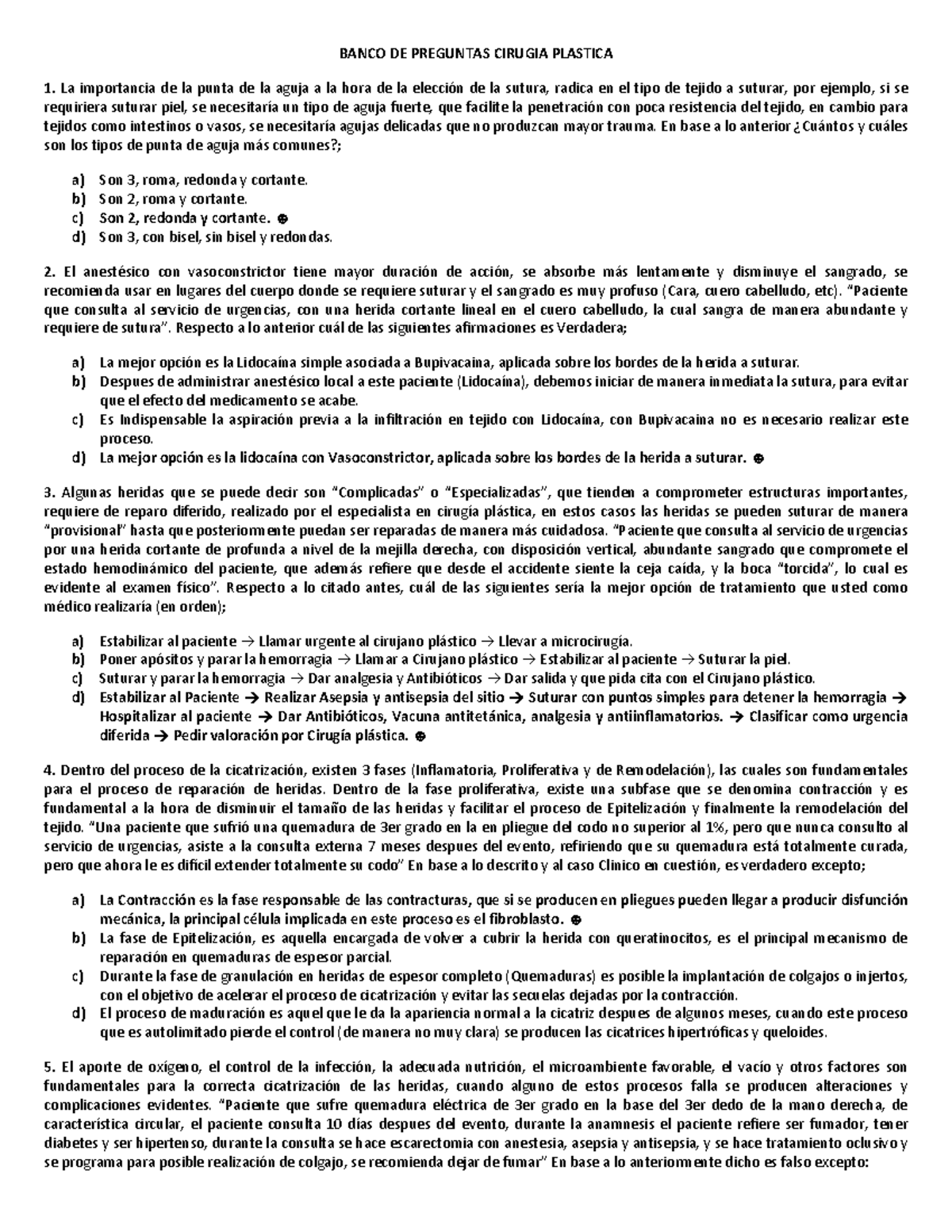 Banco de Preguntas - Cirugía Plástica Cx - Document Preview