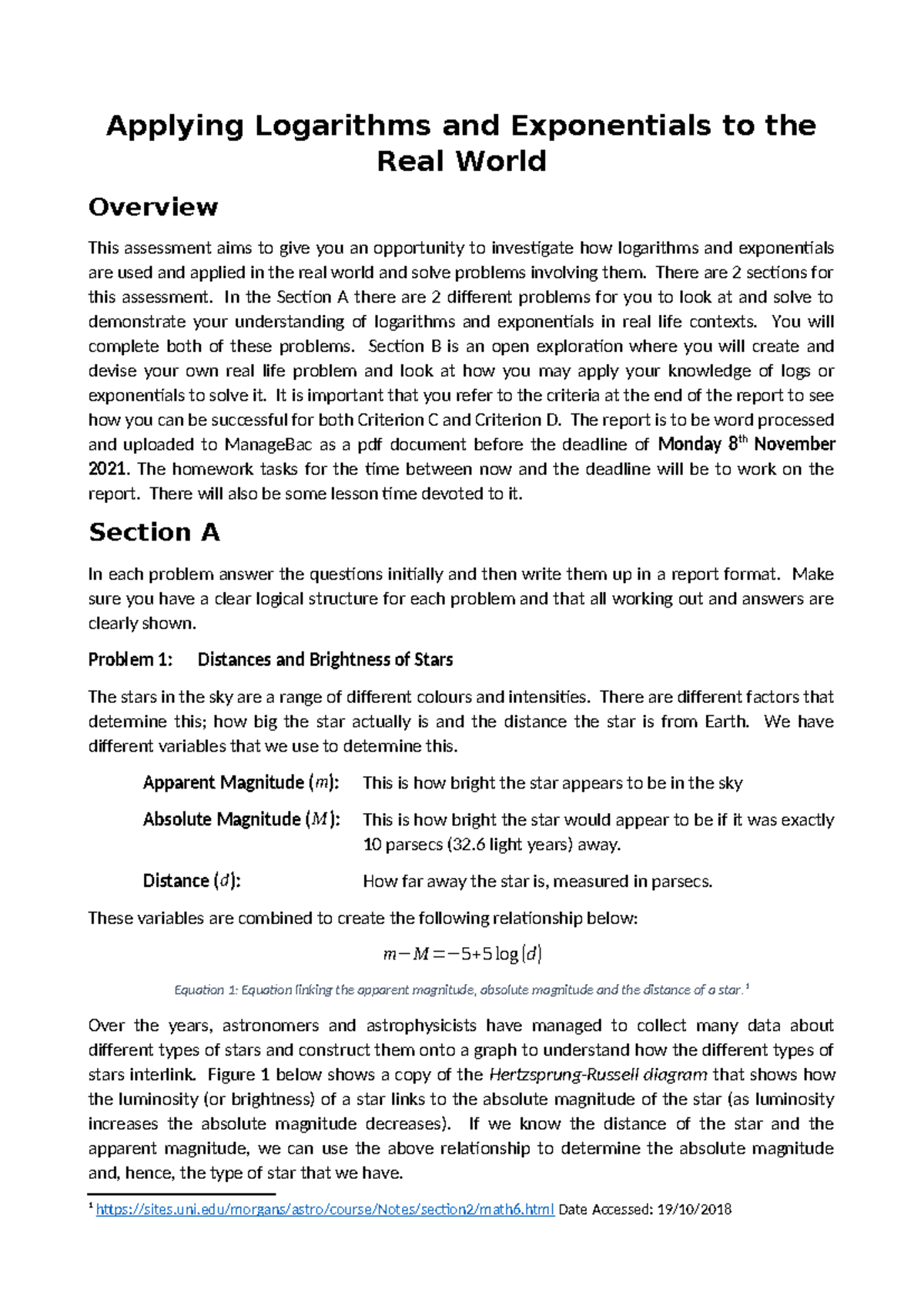 Applying Logarithms and Exponentials in Real World Scenarios C&D Task ...