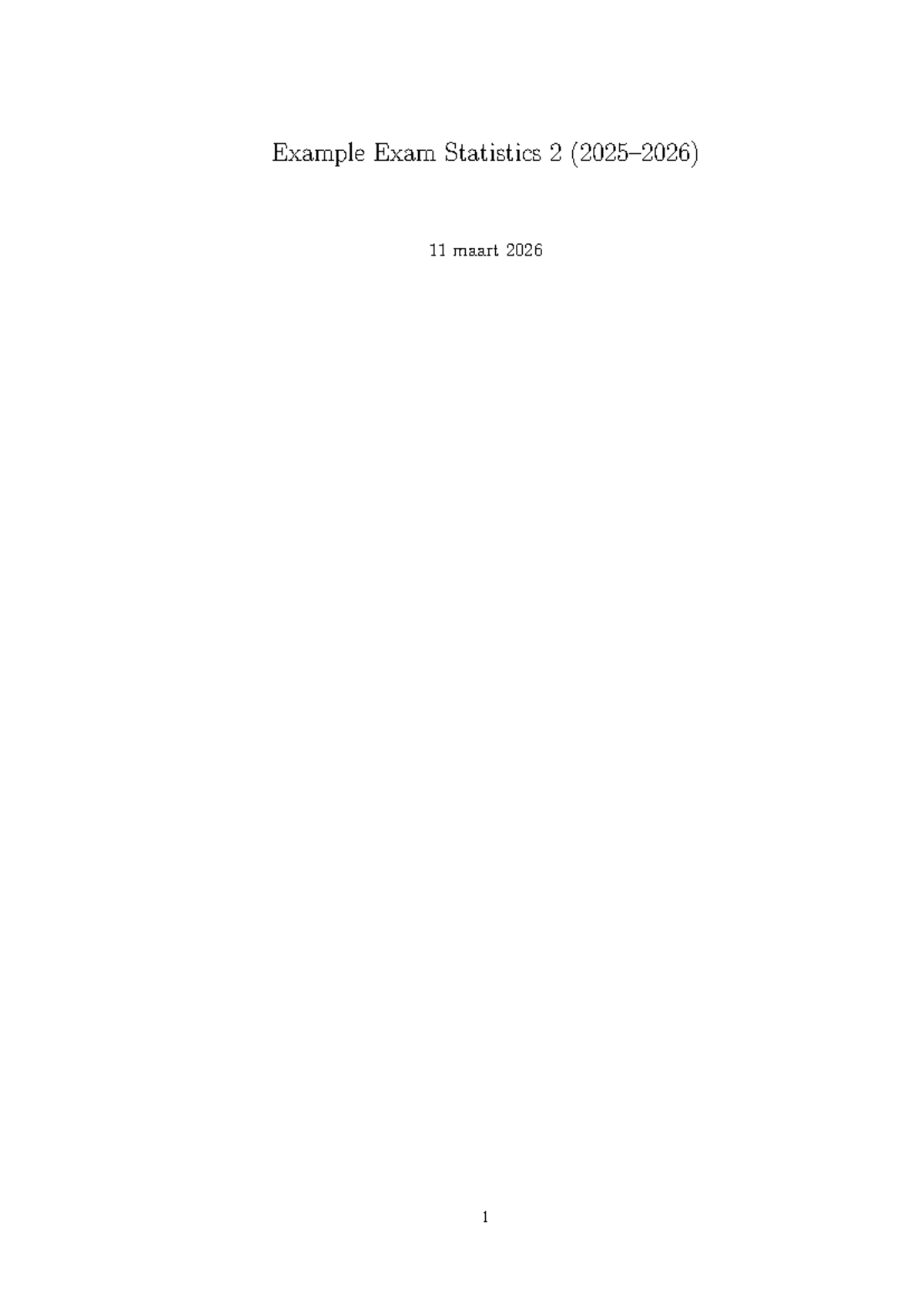 Statistics 2 Example Exam - Key Concepts and Questions - Studeersnel