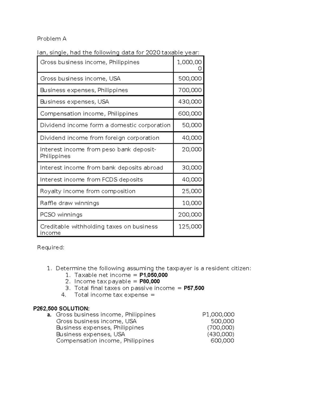 Income TAX- Practice Questions (2020) - Studocu