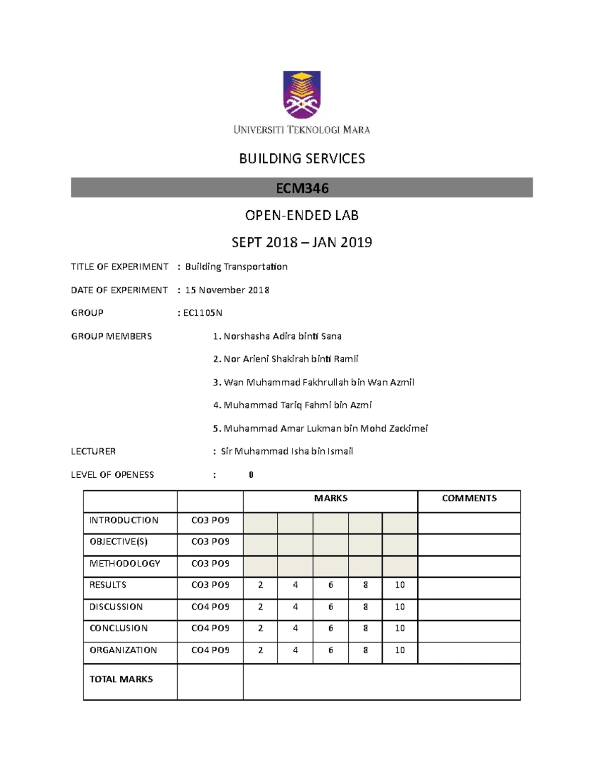 ECM346 4P Group 4 Split UNIT AC - CIVIL ENGINEERING LABORATORY UITM ...