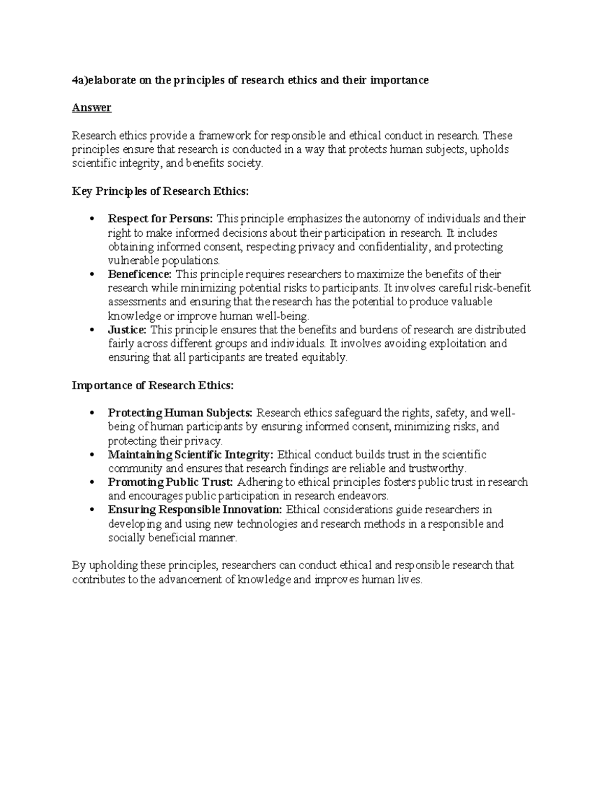 Research Ethics Principles & Analysis Methods (4a & 4b) - Studocu