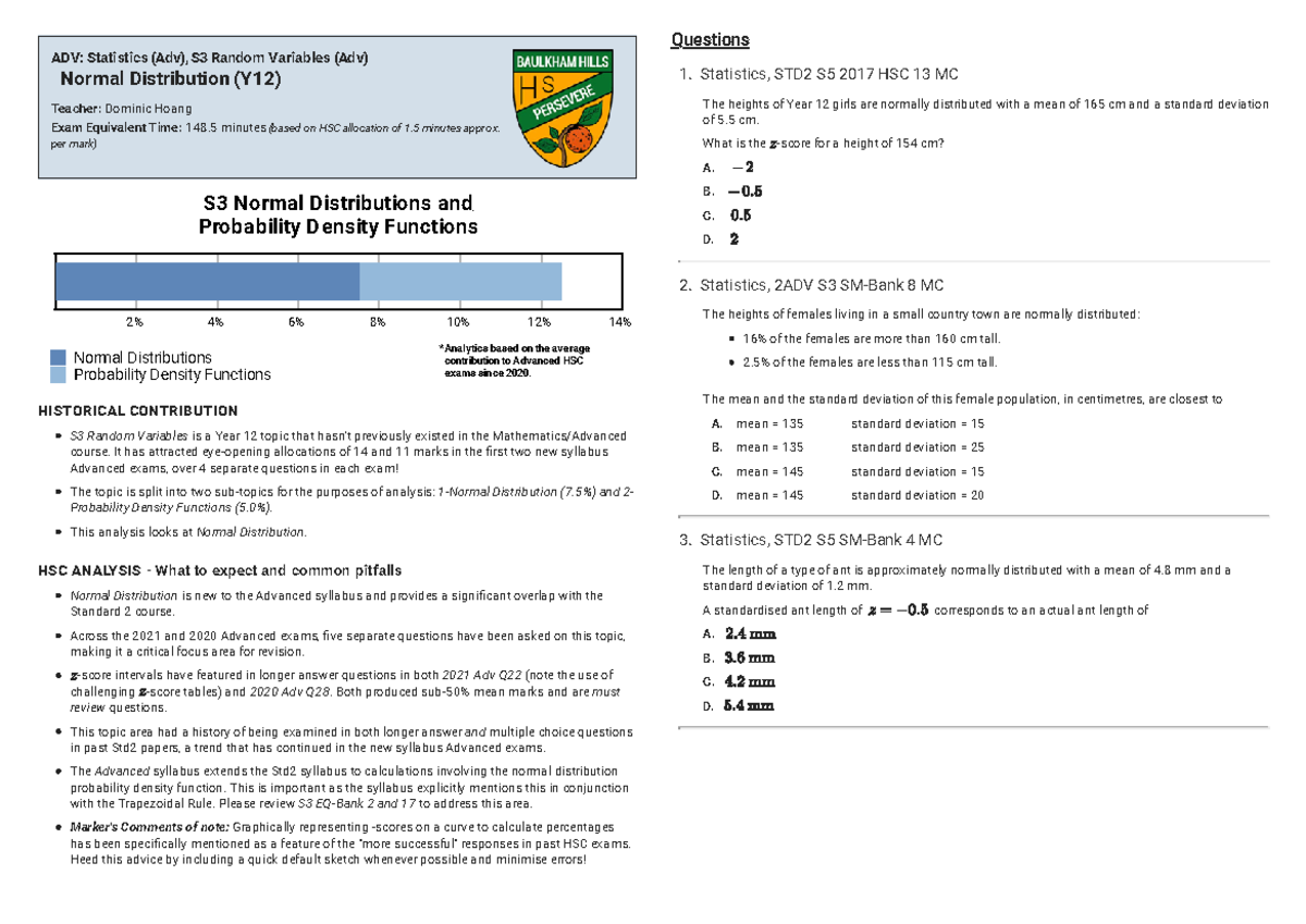 Statistics Revision - Normal Distribution S3 Analysis and Insights ...
