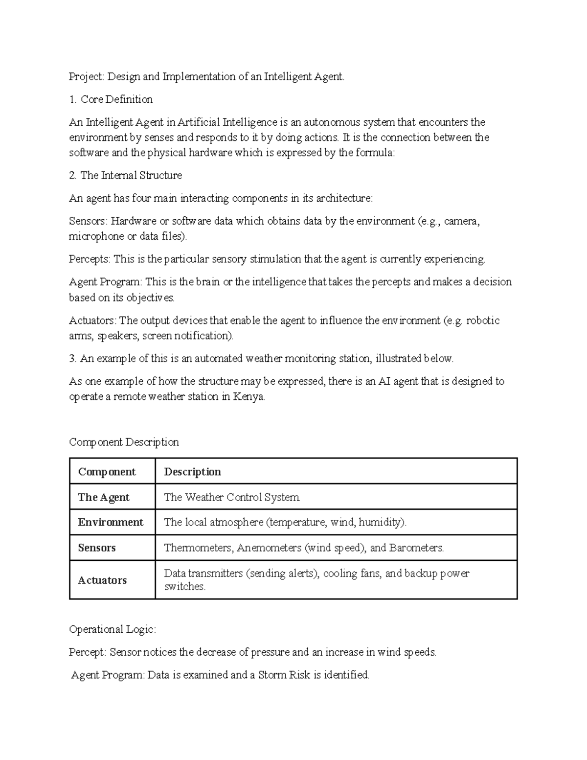 WEEK 4 AI Assignment: Intelligent Agent Design & Implementation - Studocu
