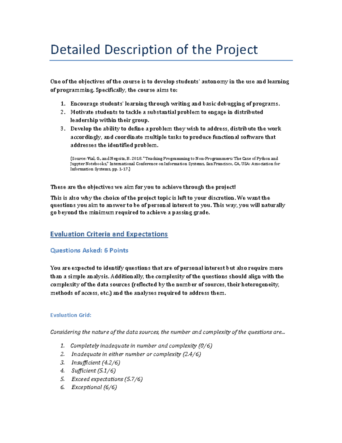 Detailed Project Description - Detailed Description of the Project One ...