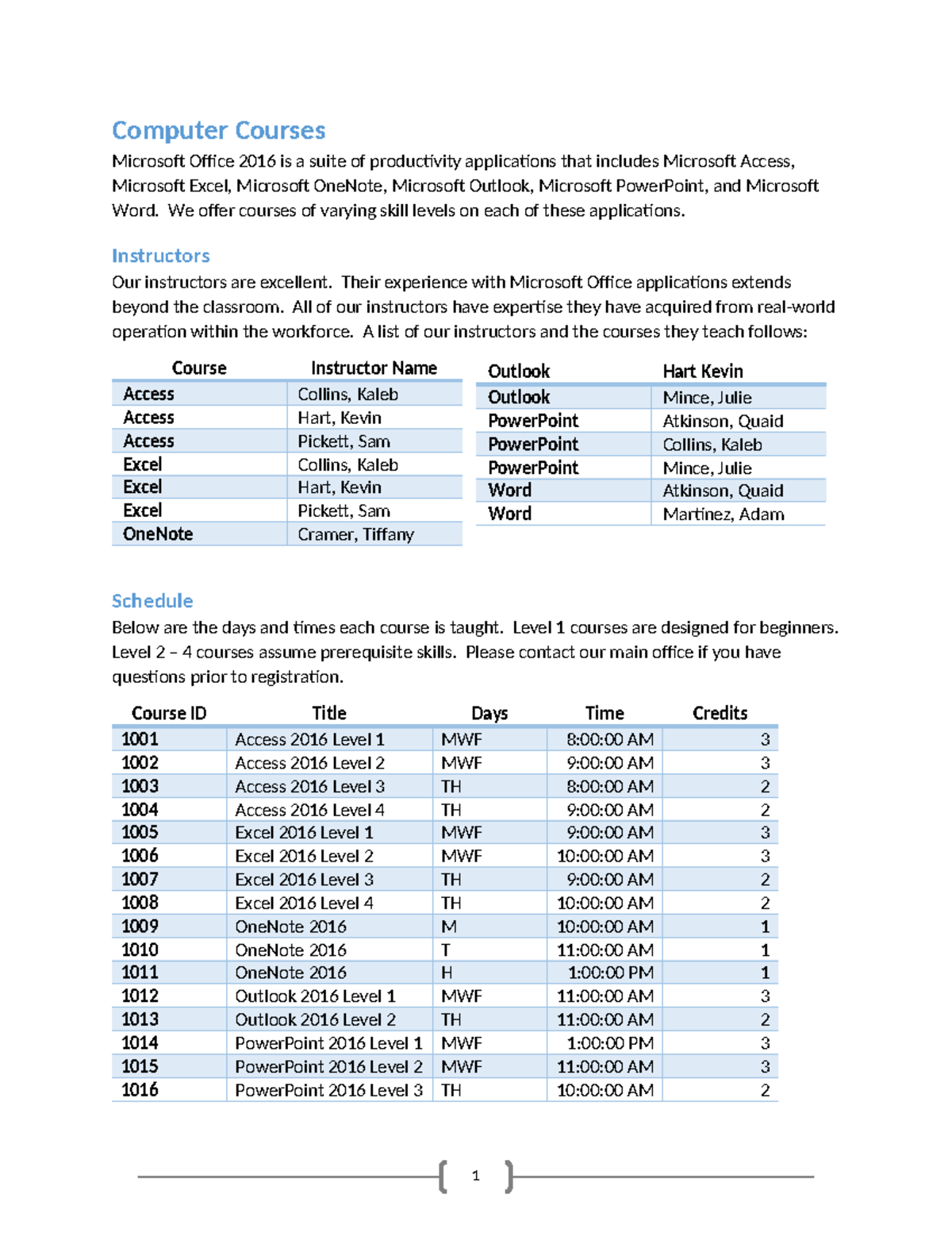 Microsoft Office 2016 Course Offerings - JBXSJUCSHE - Studocu