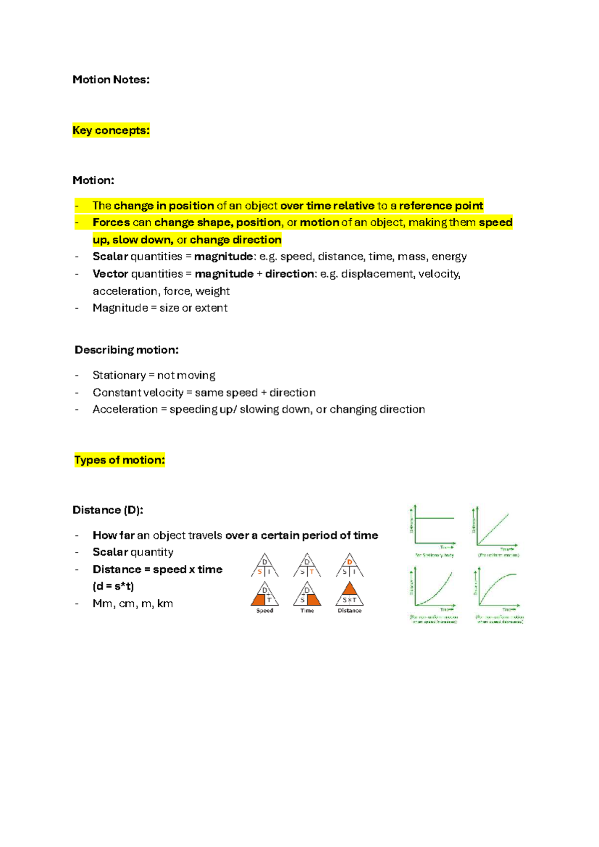 Motion Notes: Key Concepts and Forces - 2026 - Studocu