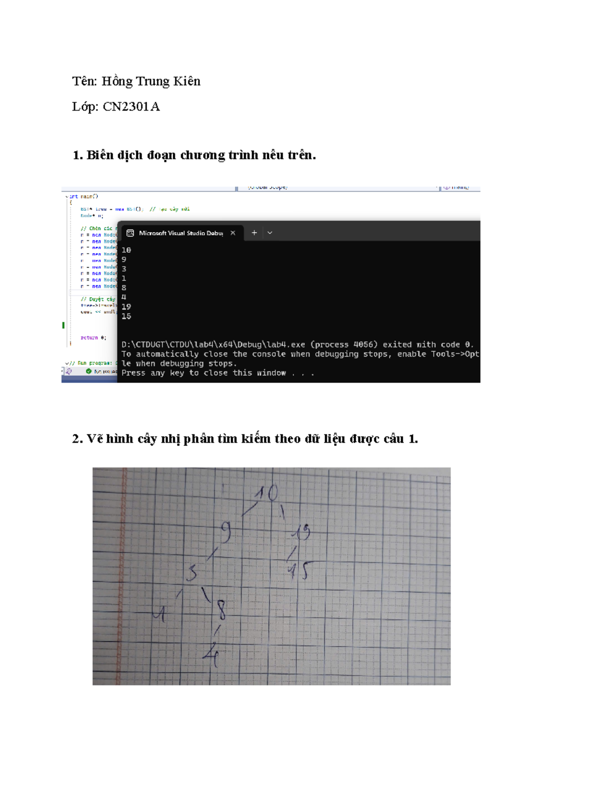 Cấu trúc & Chương trình C++ của Cây Nhị Phân Tìm Kiếm - CN2301A - Studocu