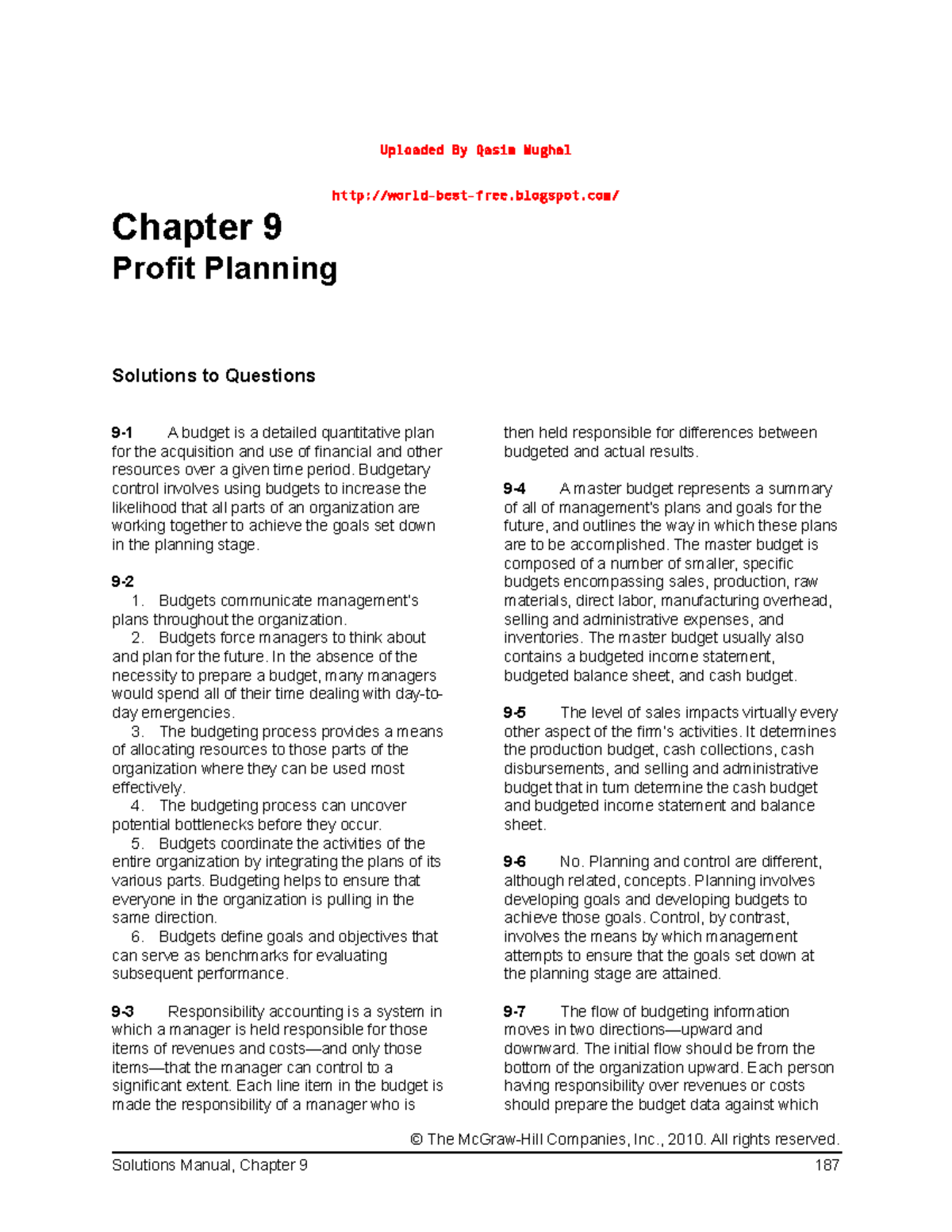 Chapter 9: Managerial Accounting Insights - Profit Planning Strategies ...
