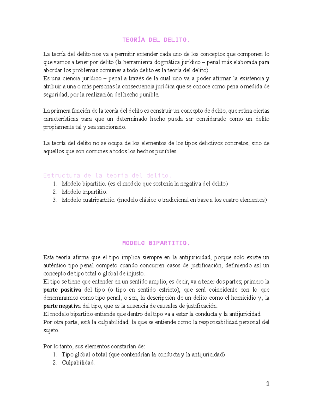 TEORÍA DEL DELITO: Estructura y Modelos en Derecho Penal (Penal II CVK ...