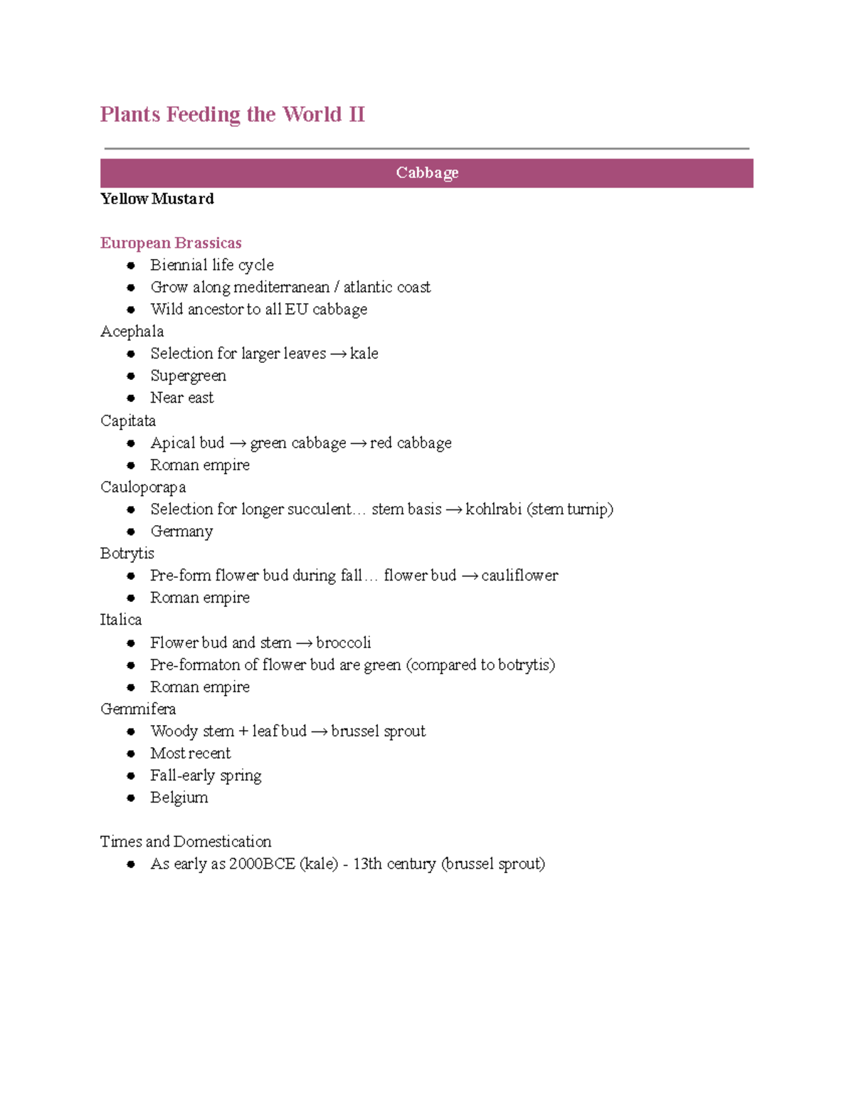BIOB38 Final Exam Notes: Cabbage, Brassicas, and Soybeans - Studocu