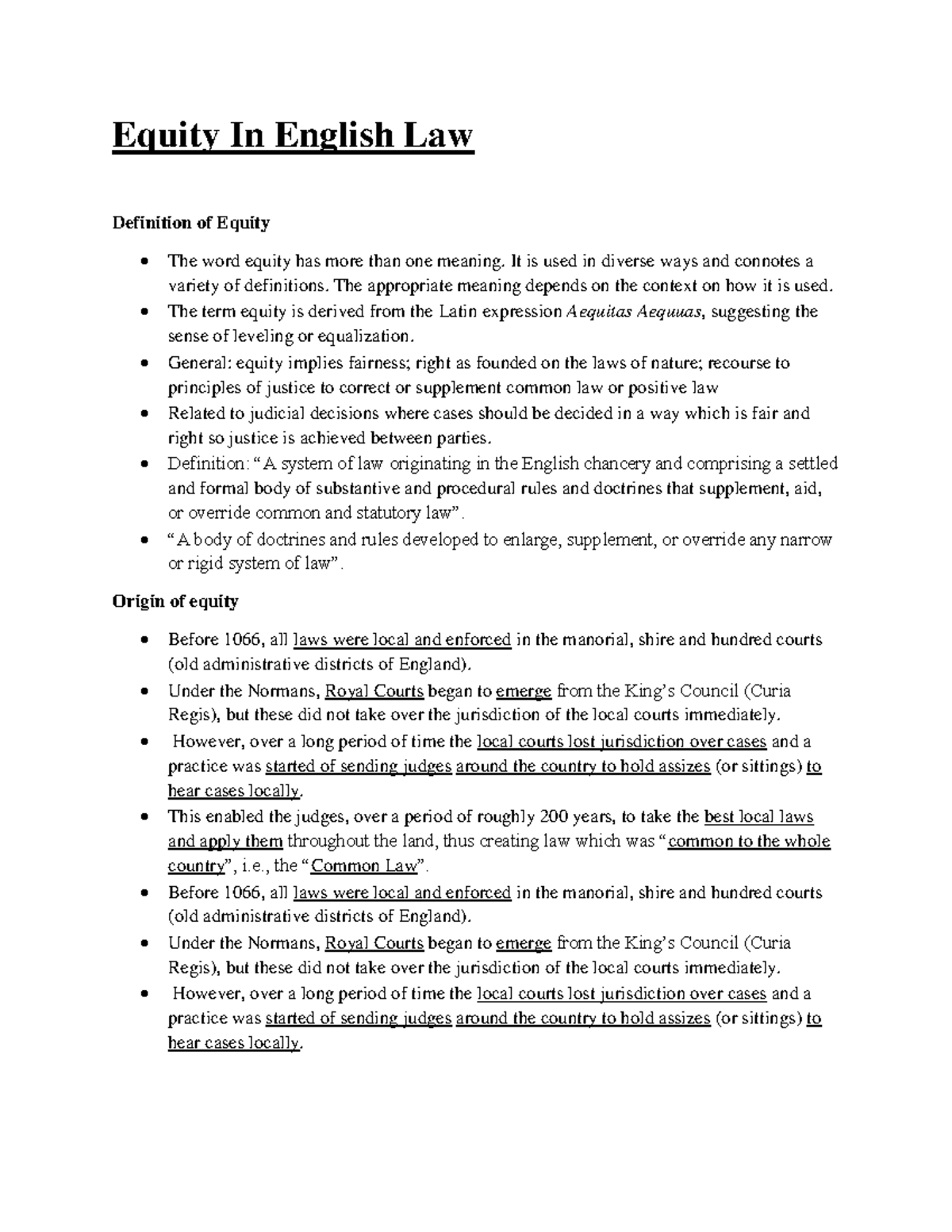 Equity in English Law: Comprehensive Notes on Definition and ...