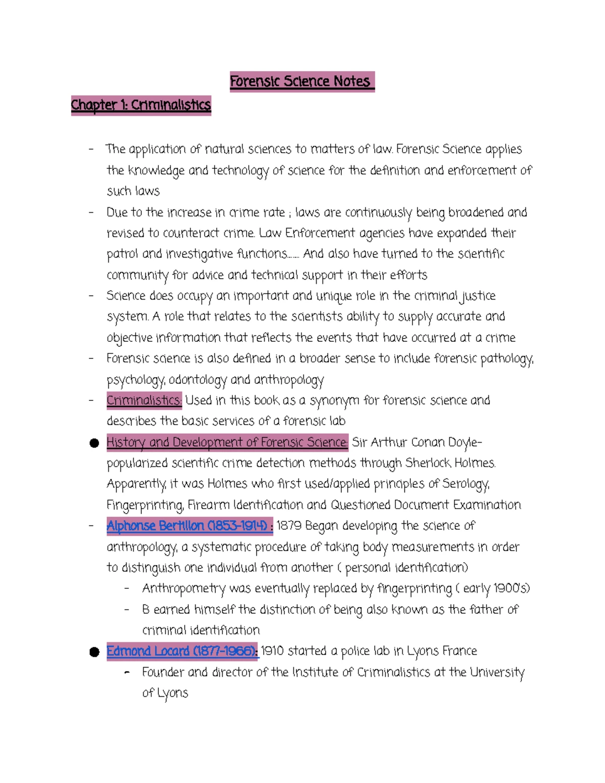 Forensic science notes - An Overview of Forensic Sciences in Criminal ...