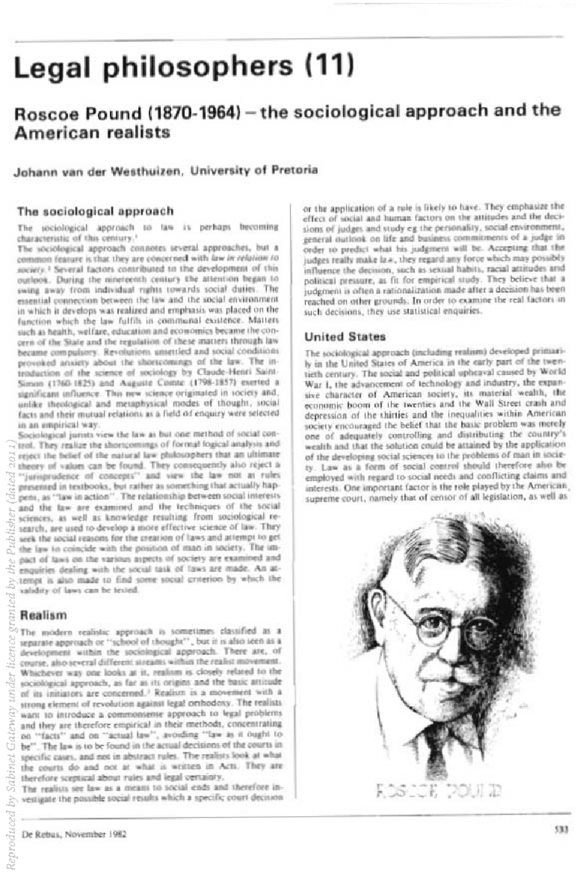 Legal Philosophers (11): Roscoe Pound's Sociological Approach and ...