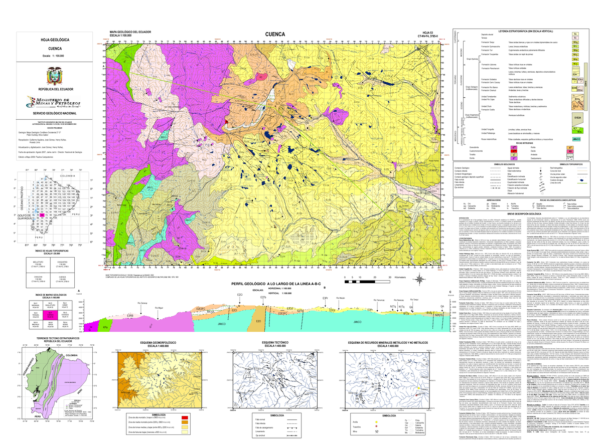 Geological Sheet of Cuenca (Updated Version) - Scale 1:100 - Document Preview