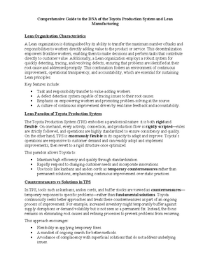 Comprehensive Overview of TPS and Lean Principles in Manufacturing ...