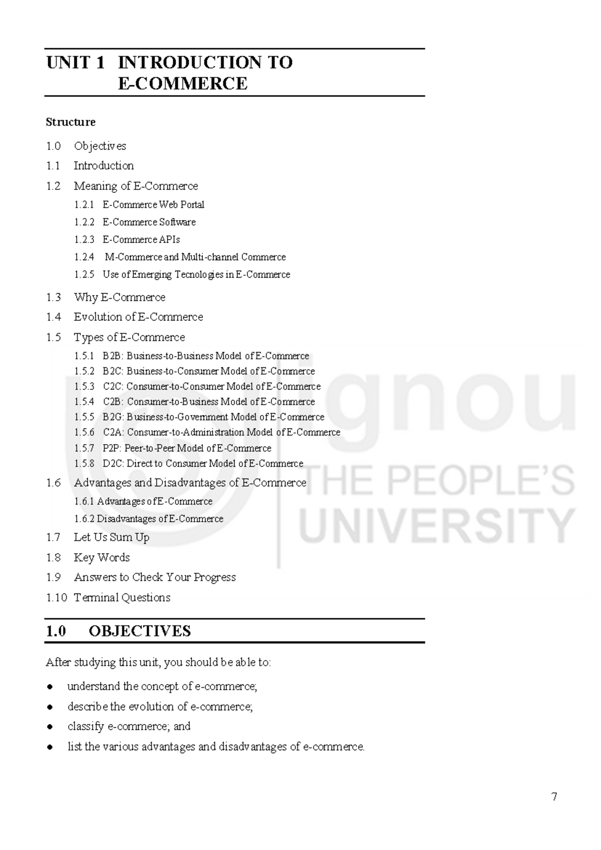 E Comm Unit-1: Introduction to E-Commerce Models and Concepts - BBA ...