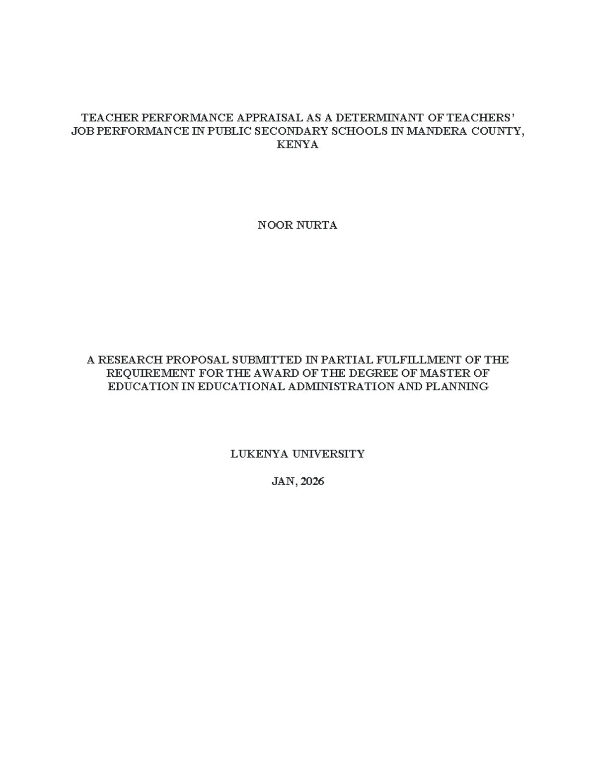 Teacher Performance Appraisal and Job Performance in Mandera County: A ...