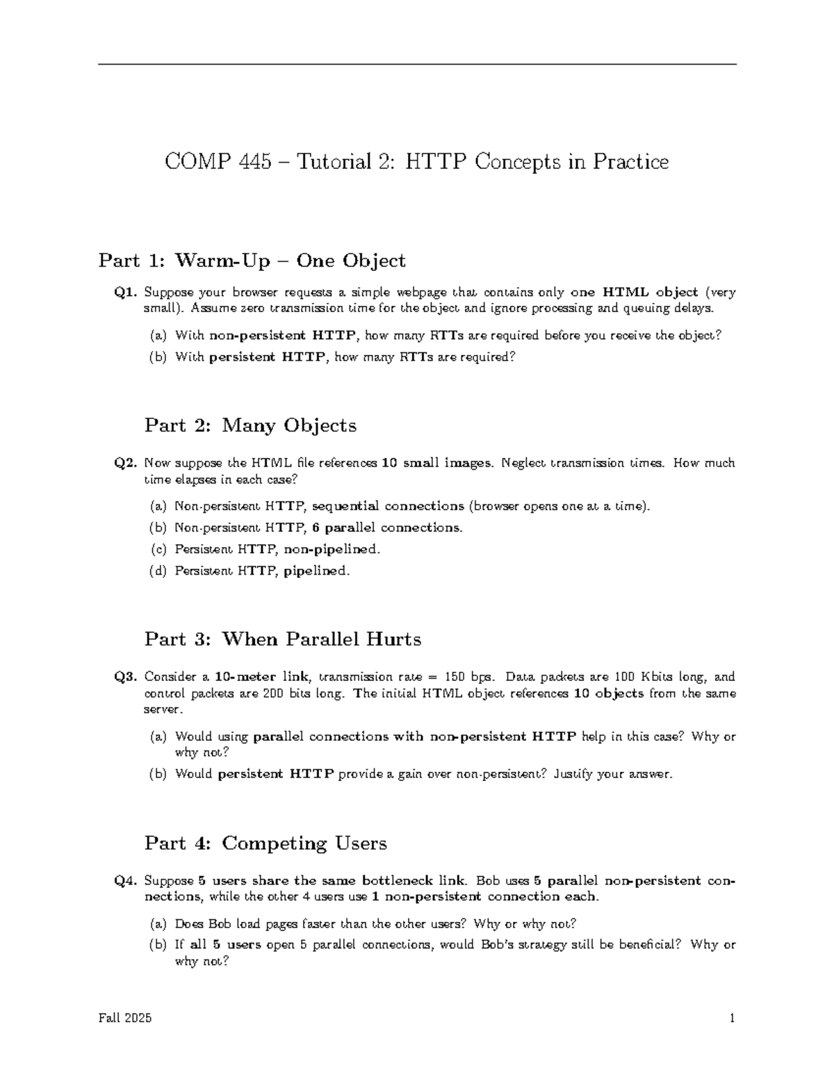 COMP 445 Tutorial 2: Analyzing HTTP Concepts and Performance - Studocu