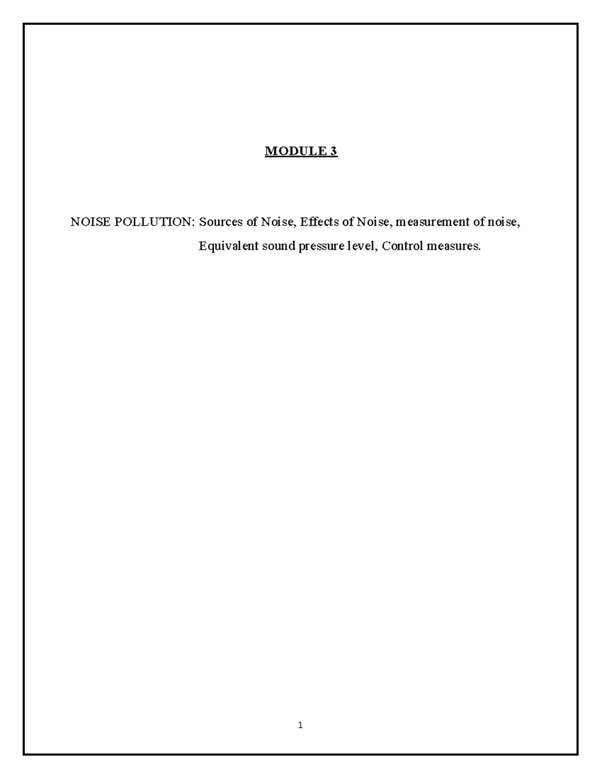 Module 3 - EIA Noise Pollution - Lecture Notes Overview - Studocu