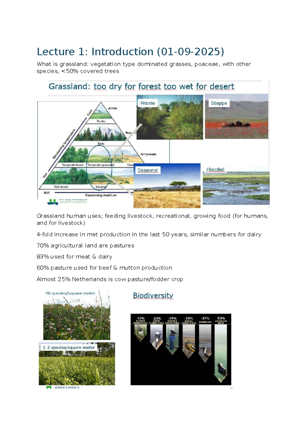 Lecture 1: Introduction to Grassland Ecology and Management (CSA ...