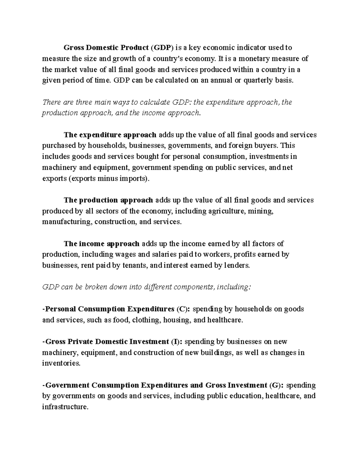Macro. GDP - Comprehensive Lecture Notes on Economic Measurement - Studocu
