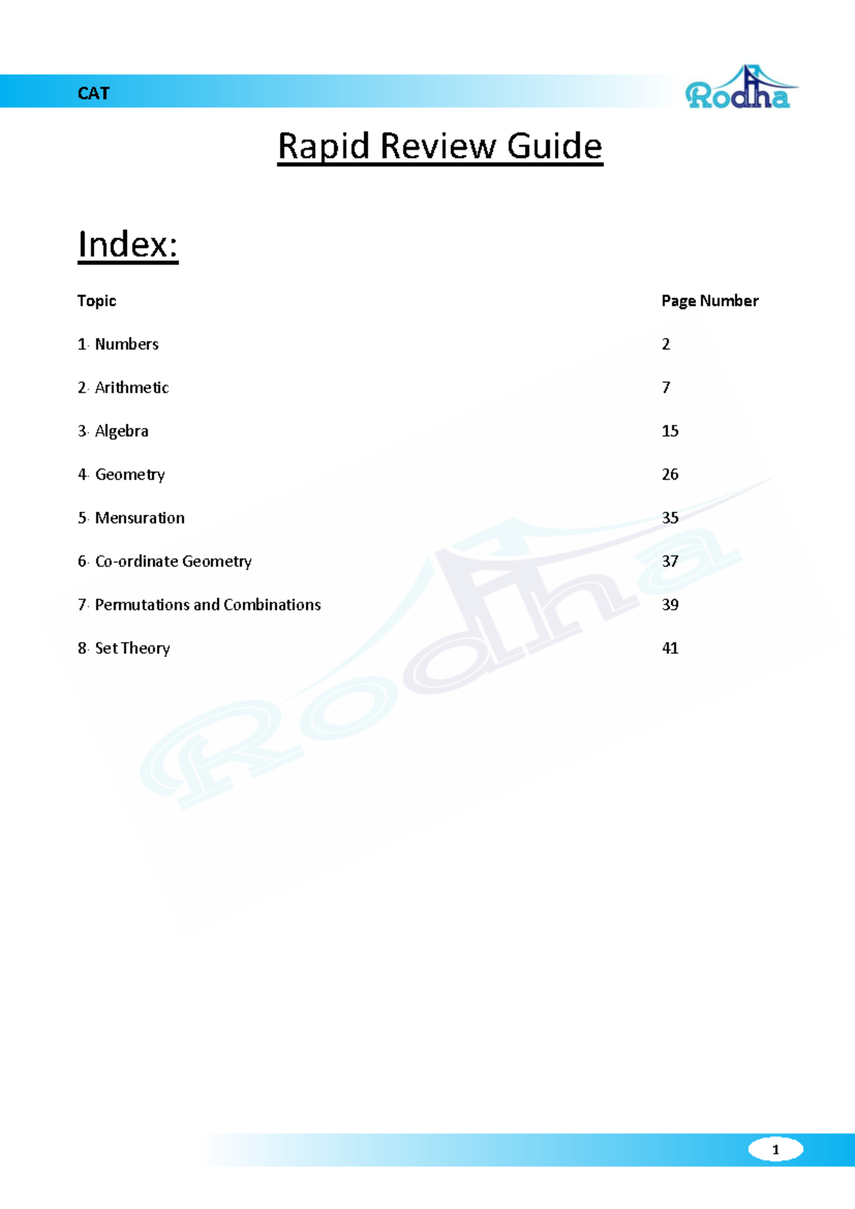 CAT 2023 Rapid Review Guide: Key Concepts and Formulas - Studocu