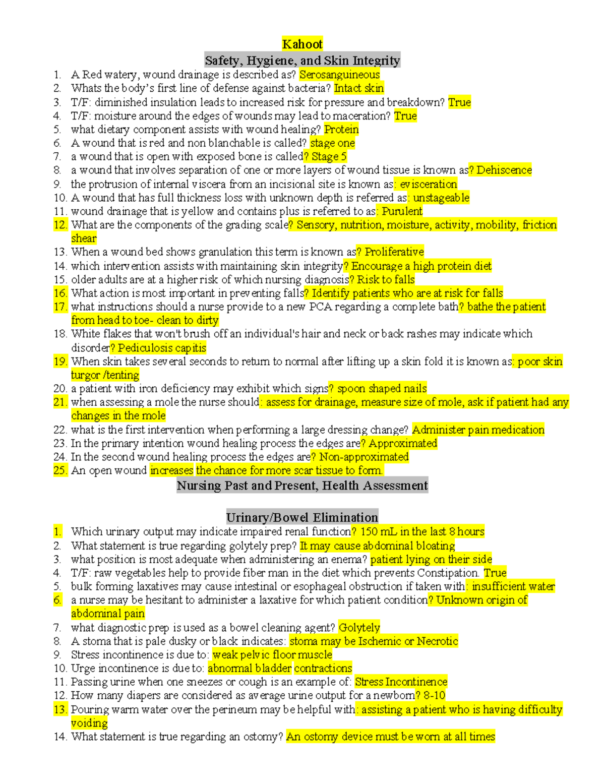 NUR 312 Final Exam Review: Patient Care & Skin Integrity Insights - Studocu