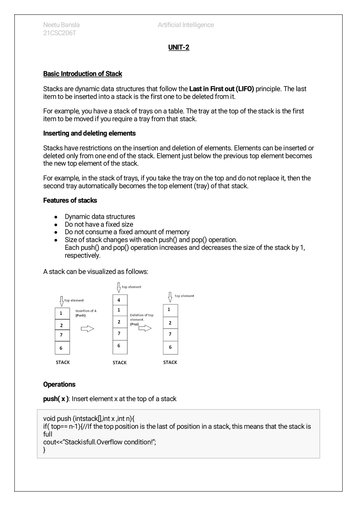 AI Notes Unit-2: Data Structures Overview - Stacks, Queues, Trees ...