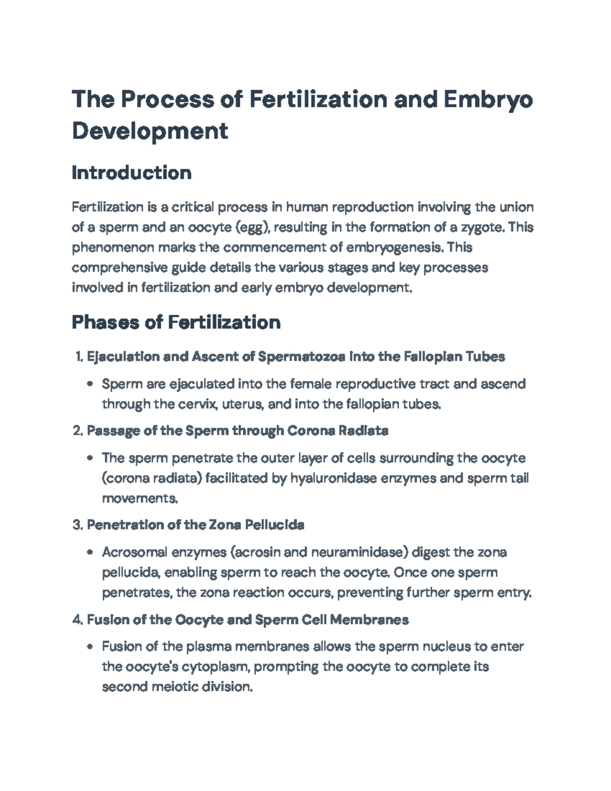 Comprehensive Guide to Fertilization and Early Embryonic Development ...