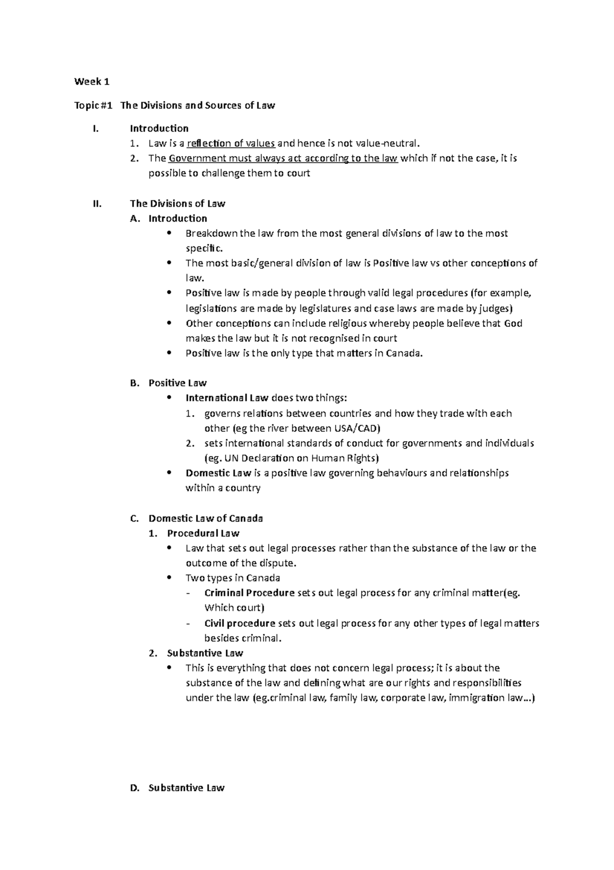 Week 1 - Lecture notes 1 - Week 1 Topic #1 The Divisions and Sources of ...