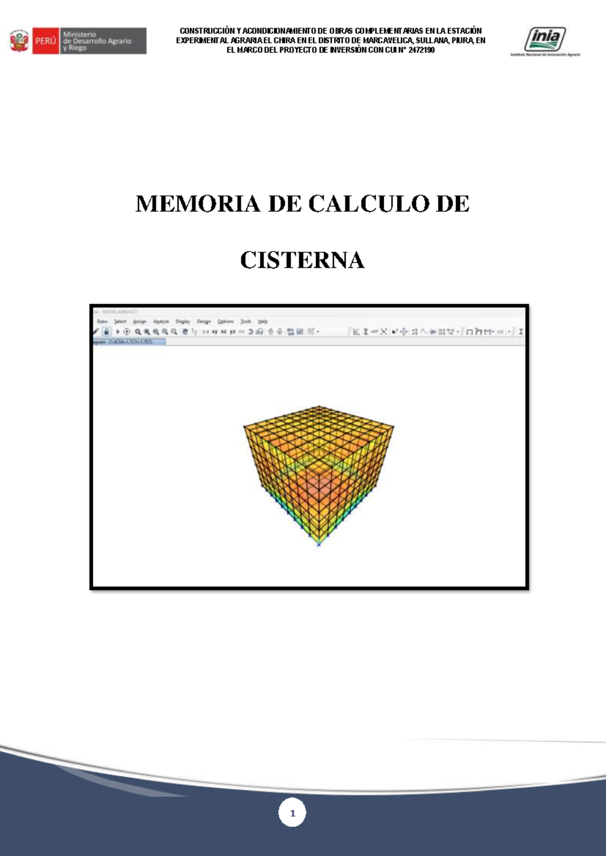 Memoria de Cálculo Estructural de Cisterna - CUI 2472190 - Document Preview
