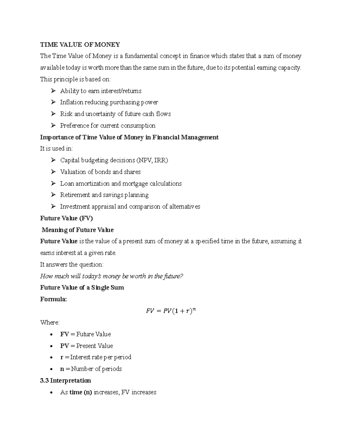 TIME VALUE OF MONEY: Key Concepts and Applications in Finance - Studocu