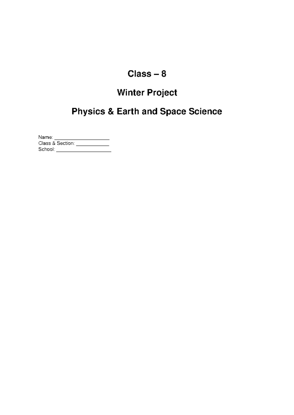 Class 8 Winter Project: Physics of Mirrors & Historical Weapons - Studocu