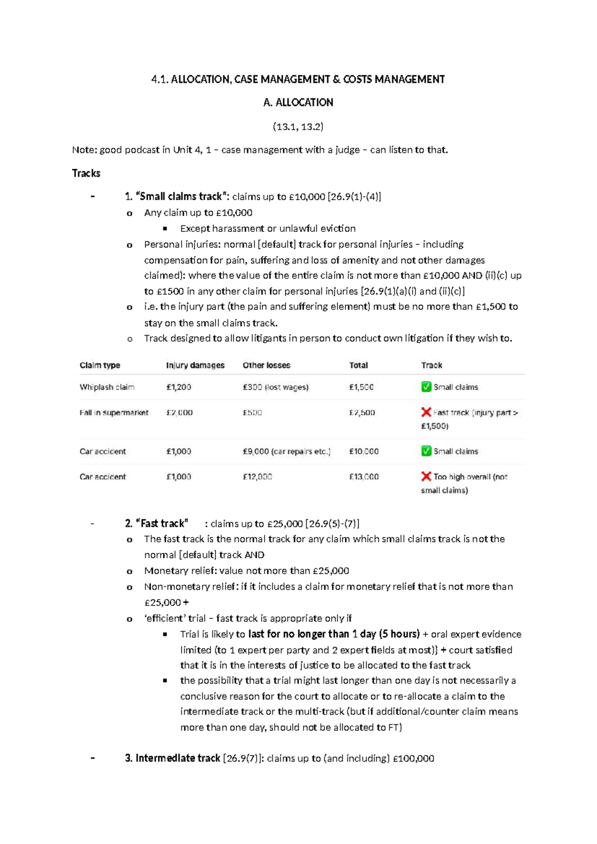 4.1 - Allocation, Case Management & Costs Management Overview - Studocu
