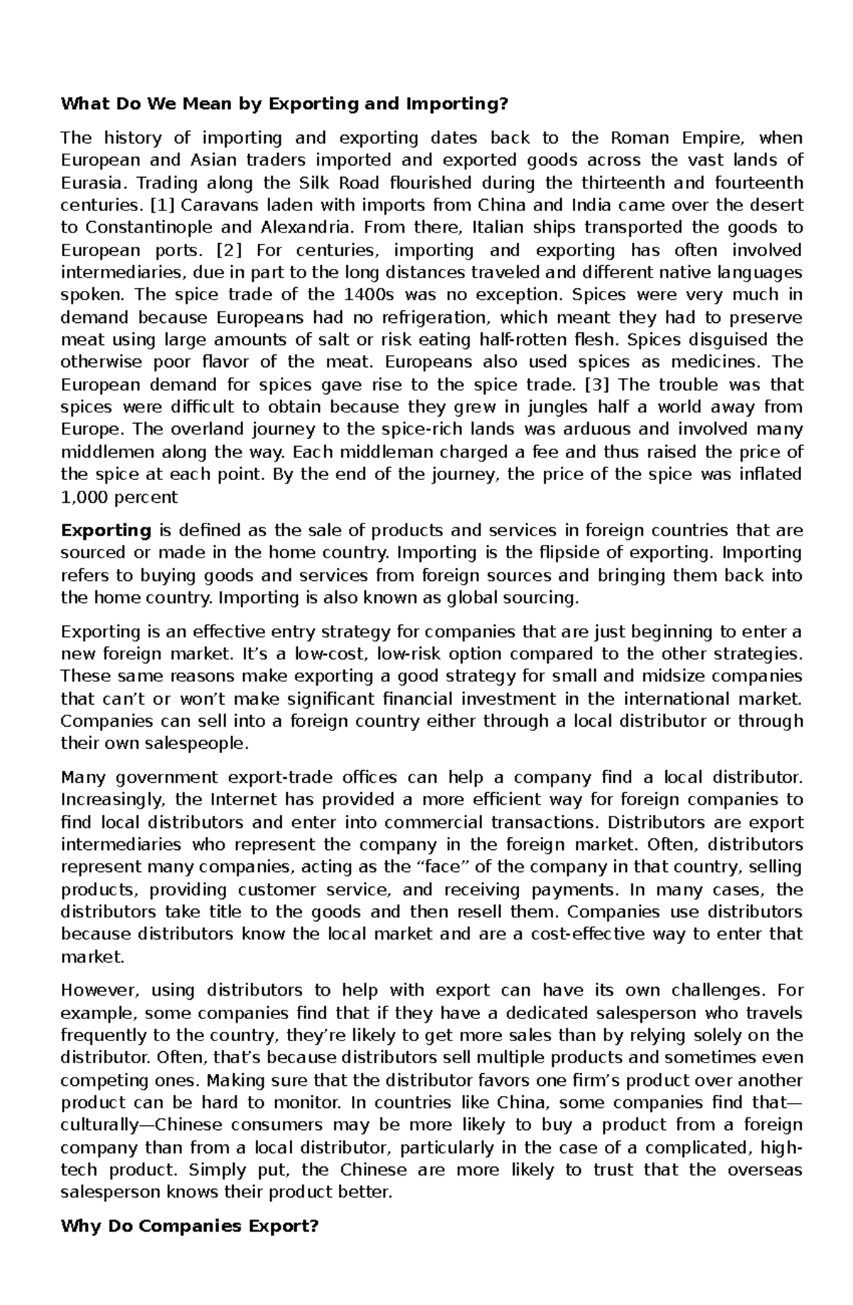 Understanding Exporting and Importing: A Historical Perspective - Studocu
