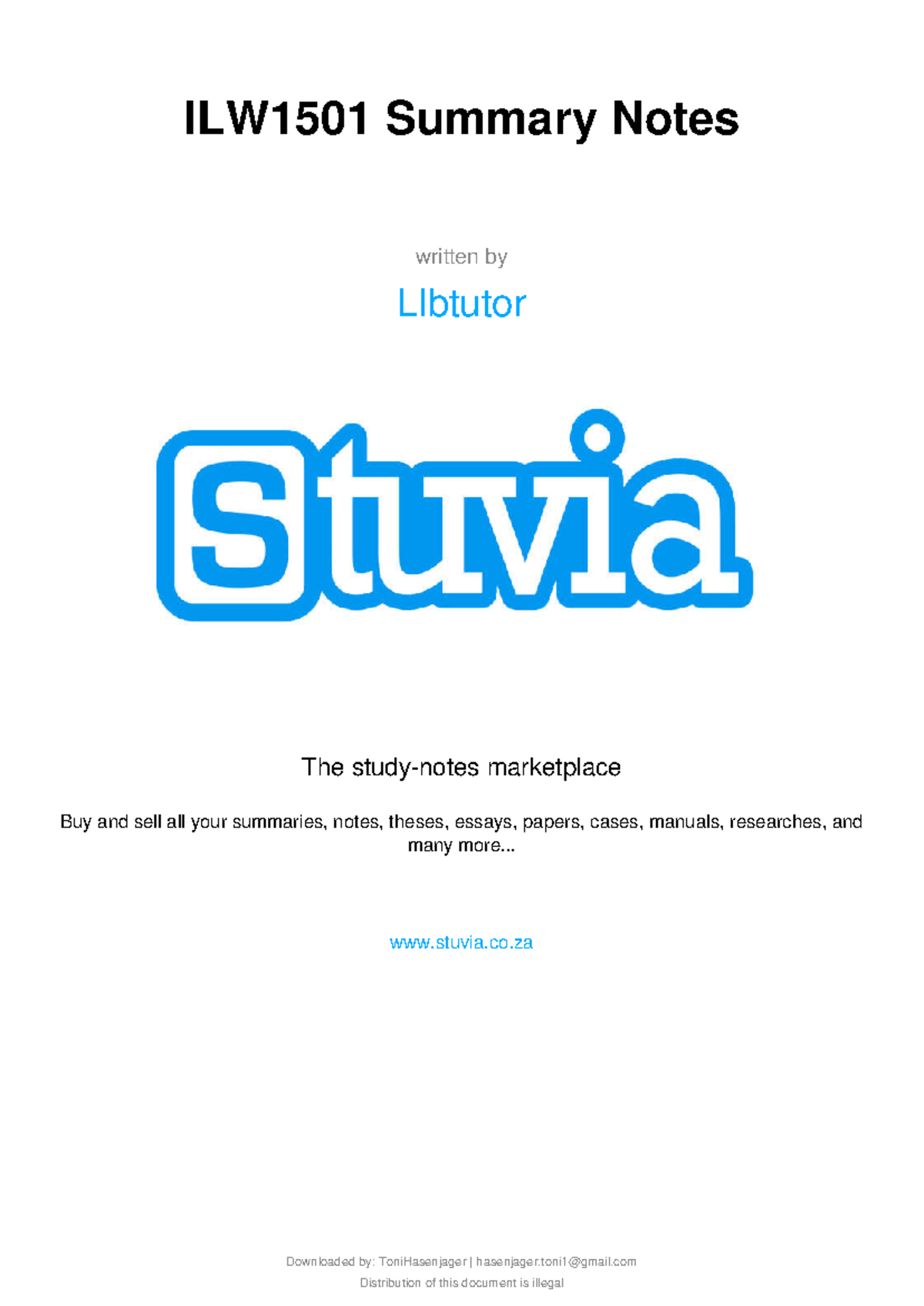ILW1501 Summary Notes: Key Concepts of Introduction to Law - Studocu