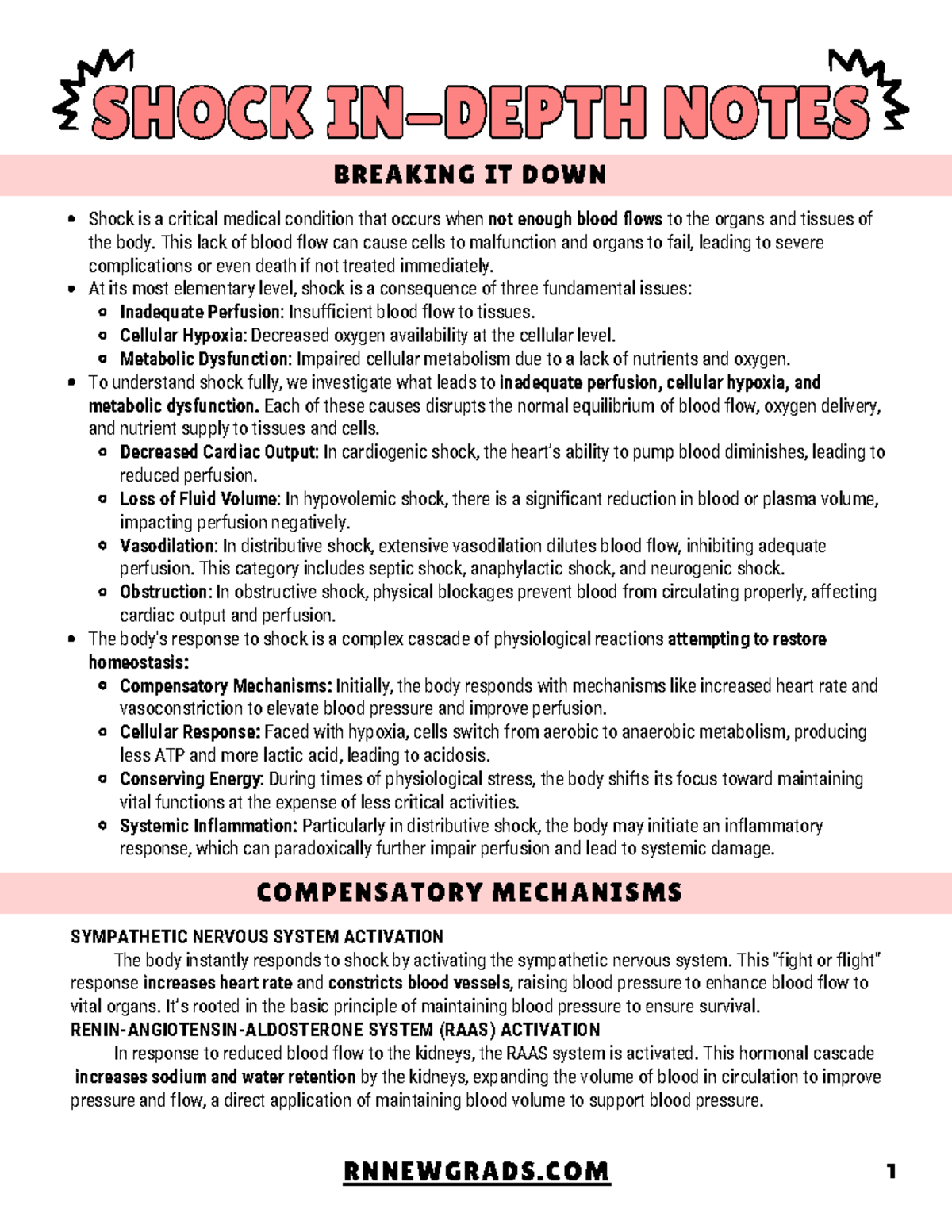 Shock In Depth: Comprehensive ICU Study Notes - Studocu