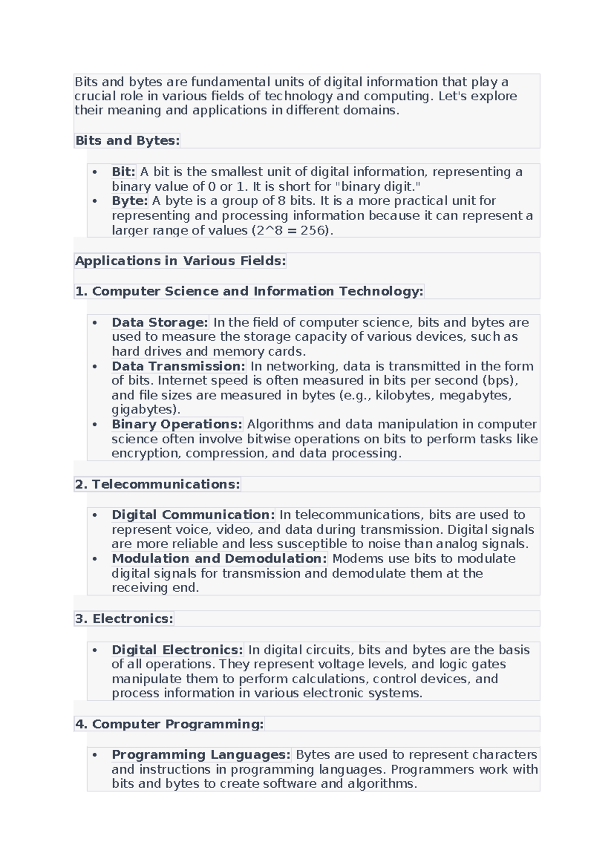 CS101: Understanding Bits and Bytes in Digital Information Systems ...