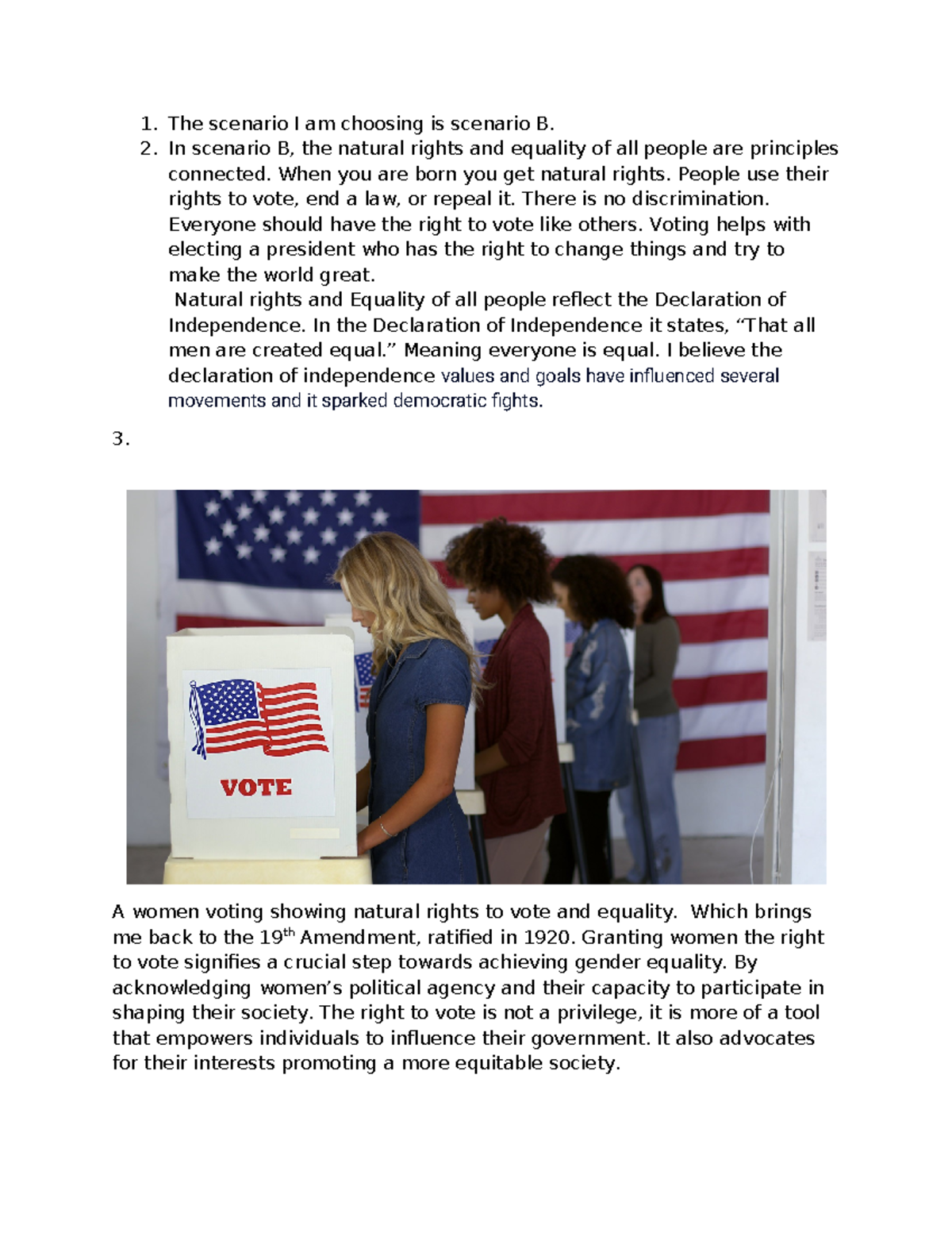 ESS 101 - Natural Rights and Equality in Voting: A Study of Scenario B ...