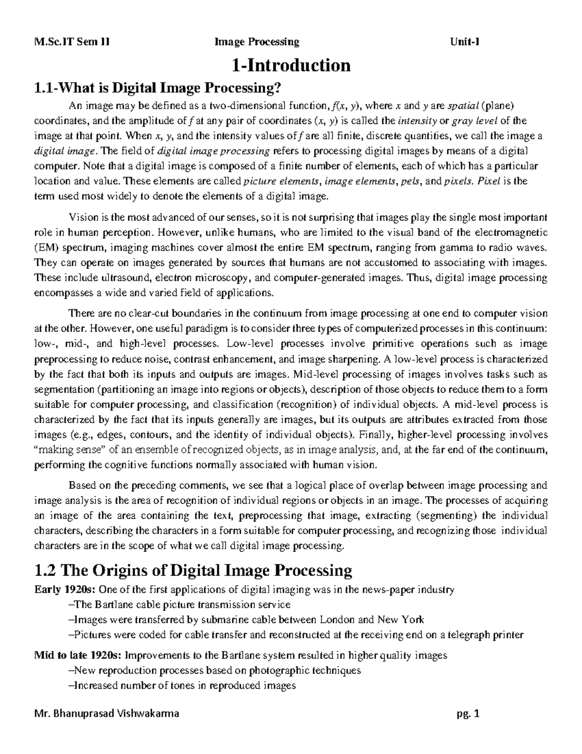 M.Sc.IT Sem II Image Processing - In-Depth Study Notes and Concepts ...